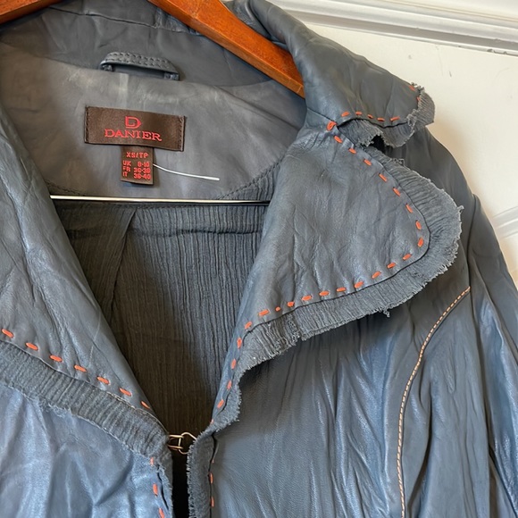 NWOT crinkled leather jacket - dark grey size XS - Picture 4 of 7